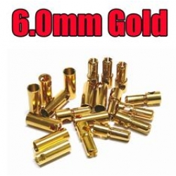 Gold Bullet Connector Plug 6 mm  (par)